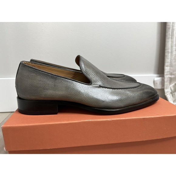 New Di Bianco Istria Men Gray Leather Penny Loafers Slip On Shoes 11.5 & belt main image 9